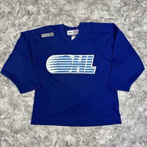OHL CHL Hockey Jersey Stitched CCM Practice Size 56 Blue Fight Strap